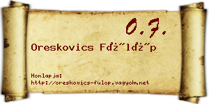 Oreskovics Fülöp névjegykártya